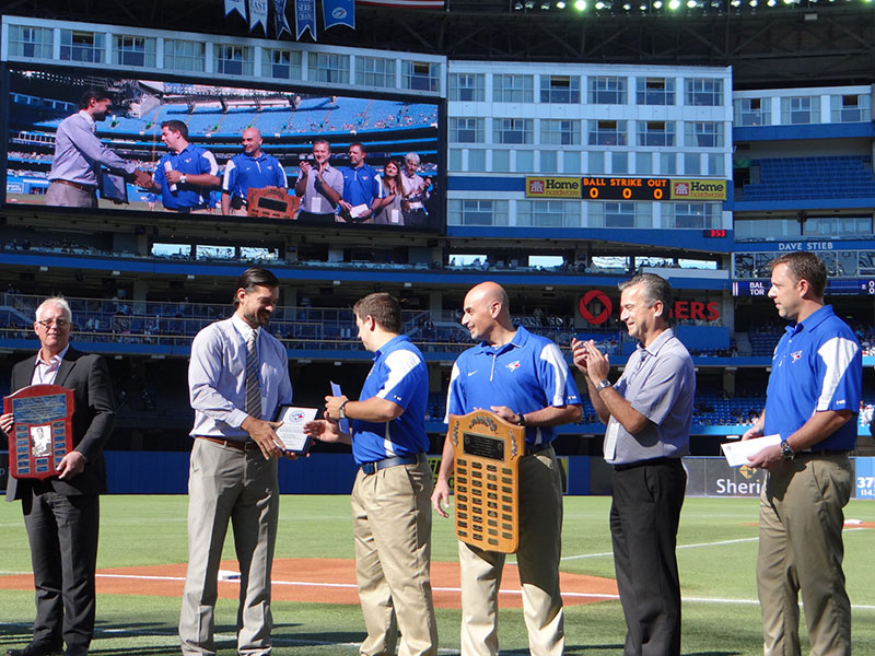 Sheridan students honoured during pre-game ceremonies at Blue Jays game