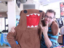 Anime president David Thai dresses up as Japanese pop culture icon Domo-Kun to promote the Sheridan anime club with 20-year-old Thomas Zdobulak, a 20-year-old Visual and Creative Arts student. 