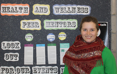 22-year-old Animation student Justine Howard is a peer mentor for Sheridan’s Health and Wellness program, which is offering lifestyle advice and counseling to struggling students.