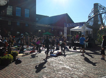 9:30 a.m. on this beautiful Sunday morning. People are trickling in to participate in Tanya Carinci's High Intensity Interval training workout in Distillery District. 