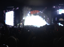 AC/DC burst on stage