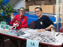 Haidee Samuels, first year animation, and Jack Shao, fourth year illustration, sell their zines and artwork at the Zine Fair.