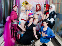 The Cosplay for a Cure photo booth started at Con Bravo 2012 with a team of eight working together to take photos with con-goers. Here, the team poses in front of their first backdrop at their first event.
Photography by Elemental Photography.