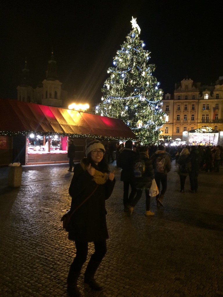 Linh Do posing at the Wenceslas Square in Prague during this part winter break. (Photo courtesy of Linh Do)