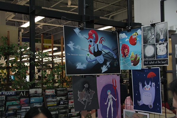 Graphics made by members of the comic book club including familiar faces such as Totoro from "My Neighbour Totoro" and Undyne from the Steam game "Undertale". 